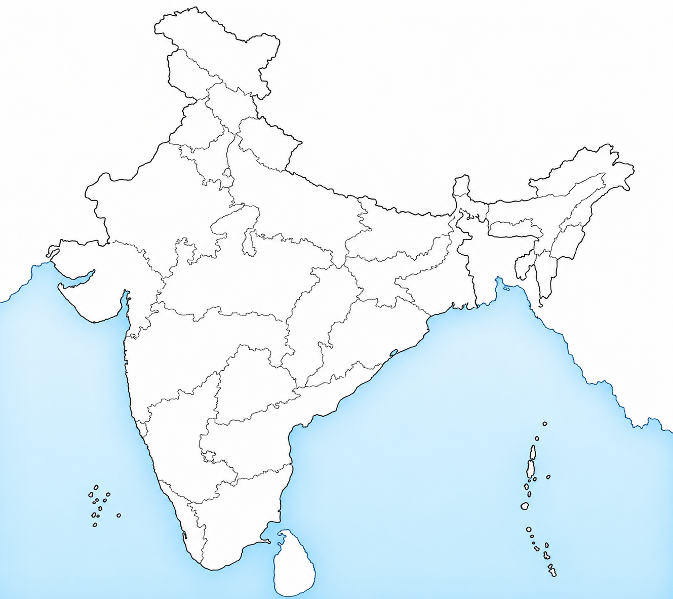 India Political and Physical Structure Base Map