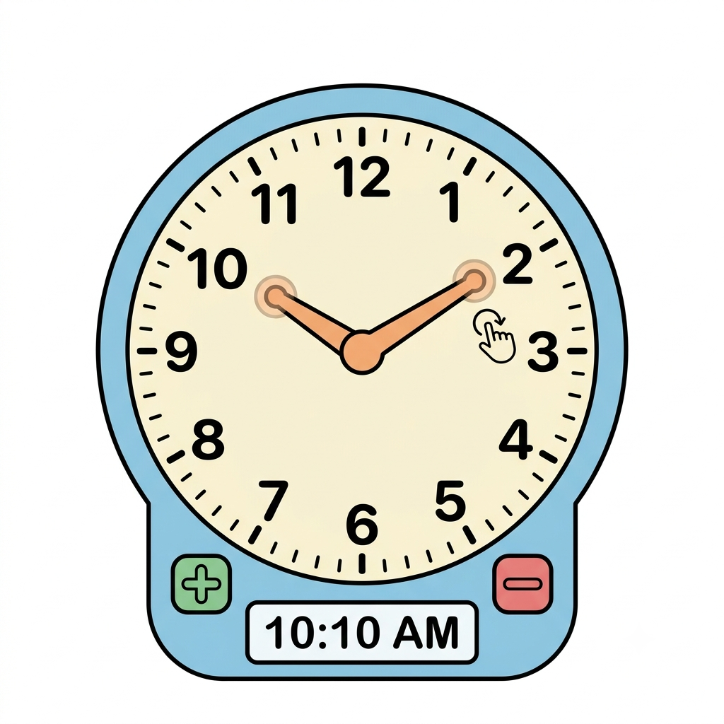 Interactive Clock Tool - Learn to tell time on a digital and analogue clock display